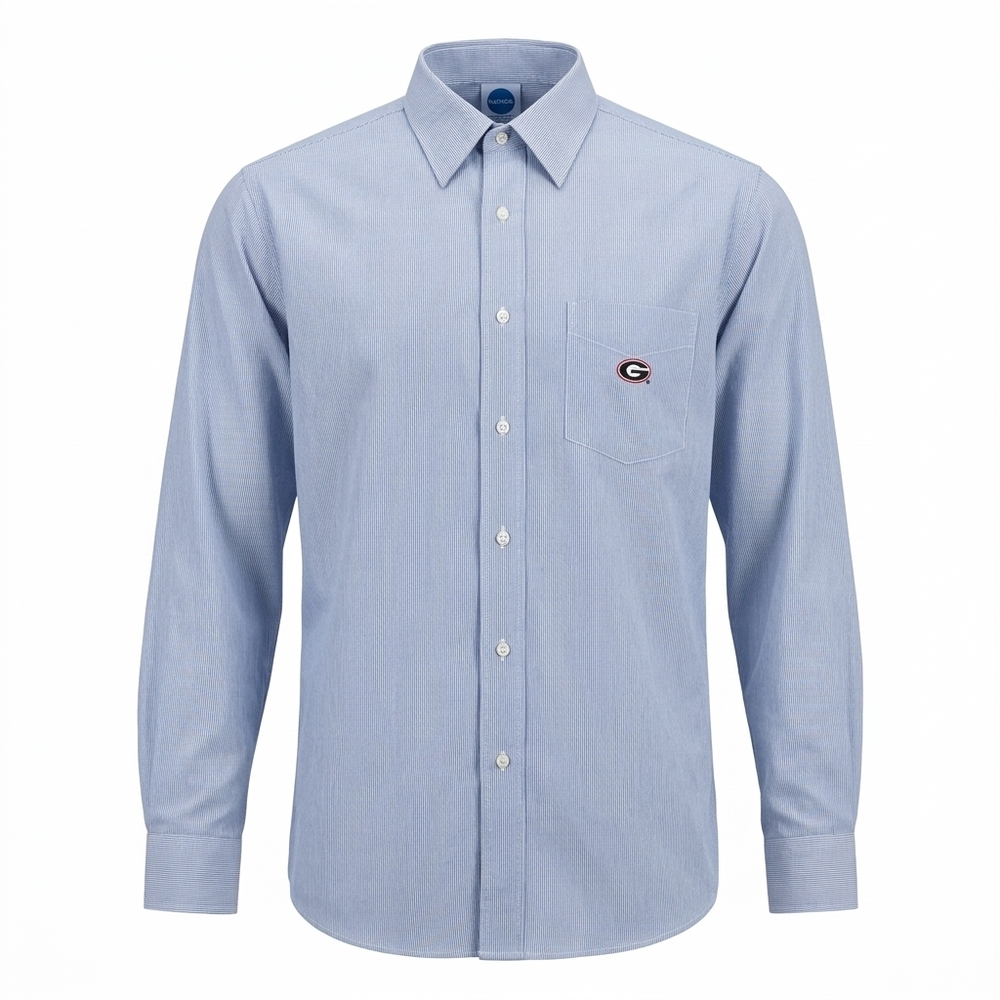 NCAA Light Blue Long-Sleeve‎ Button-Down Shirt with Chest Pocket Logo
